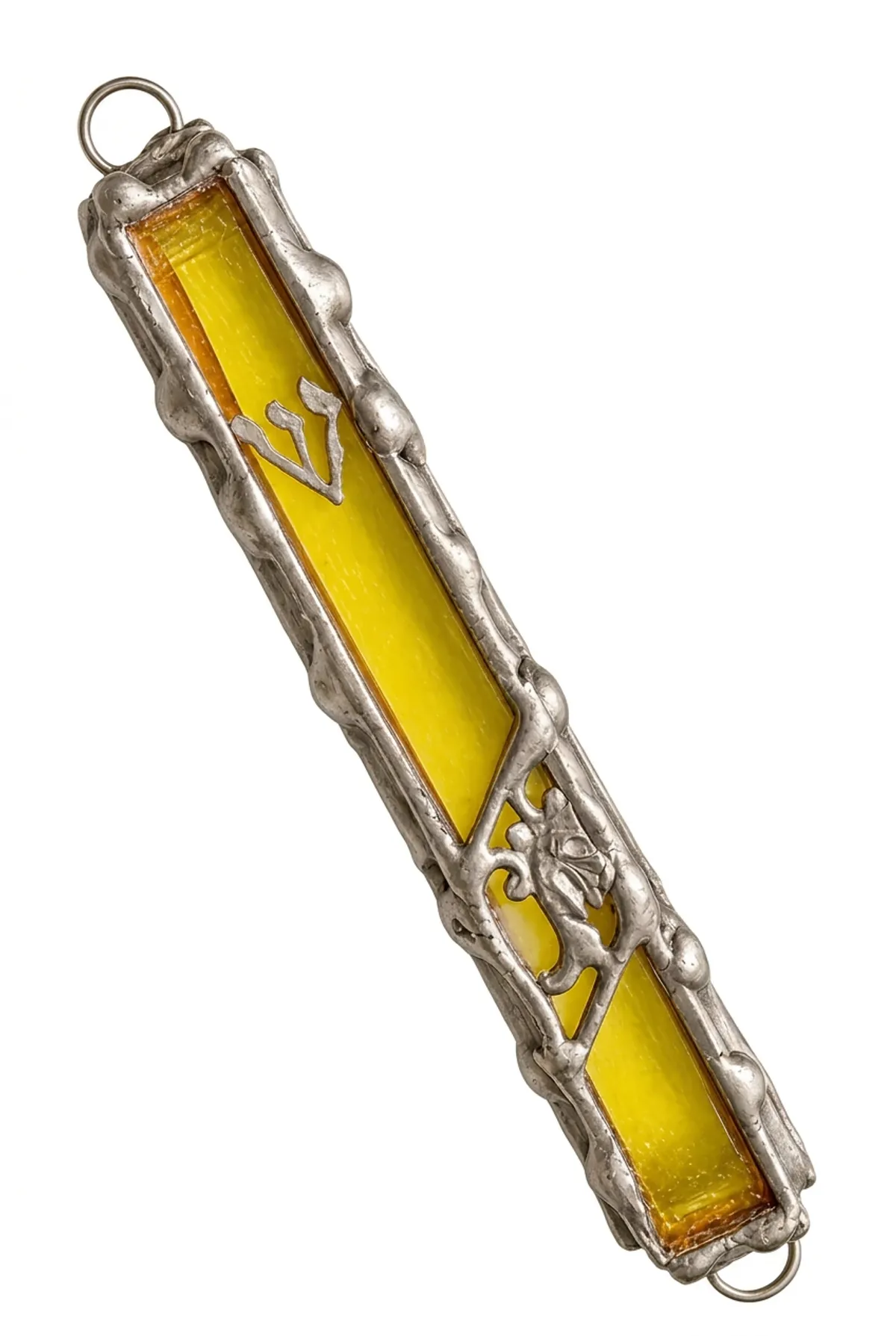 Yellow Stained Glass Mezuzah